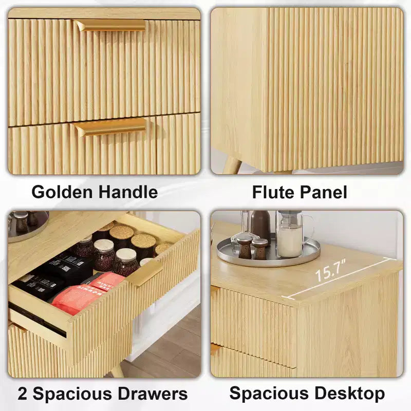 Credenza a onda scanalata con cassetti e 3 ante