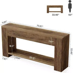 Tavolo Consolle da 180 cm per Ingresso, Tavolino Stretto in Legno per Divano, Tavolo d'Appoggio in Stile Rustico per Soggiorno, Ingresso, Marrone Ruggine