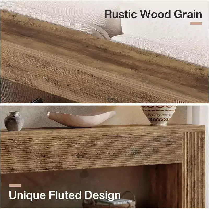 Tavolo Consolle da 180 cm per Ingresso, Tavolino Stretto in Legno per Divano, Tavolo d'Appoggio in Stile Rustico per Soggiorno, Ingresso, Marrone Ruggine