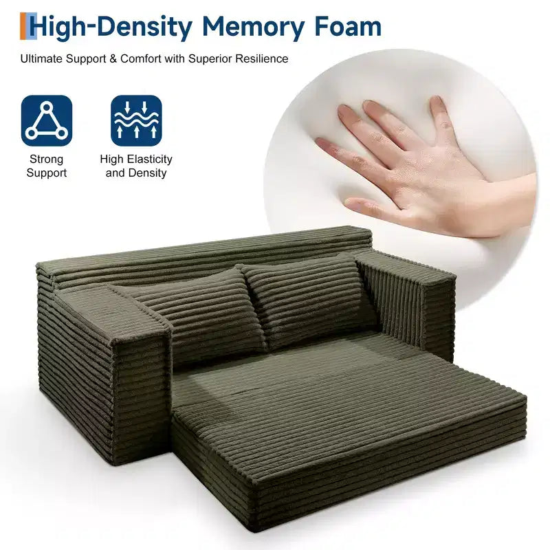 Divano Letto Convertibile, Divano Letto Senza Struttura con 2 Cuscini, Divano Estraibile Pieghevole, Divano Letto a Due Posti, Divano Futon per Soggiorno Camera da Letto