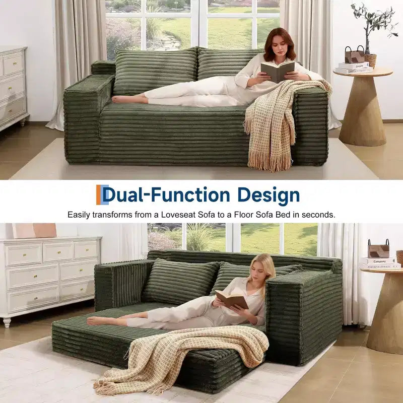 Divano Letto Convertibile, Divano Letto Senza Struttura con 2 Cuscini, Divano Estraibile Pieghevole, Divano Letto a Due Posti, Divano Futon per Soggiorno Camera da Letto