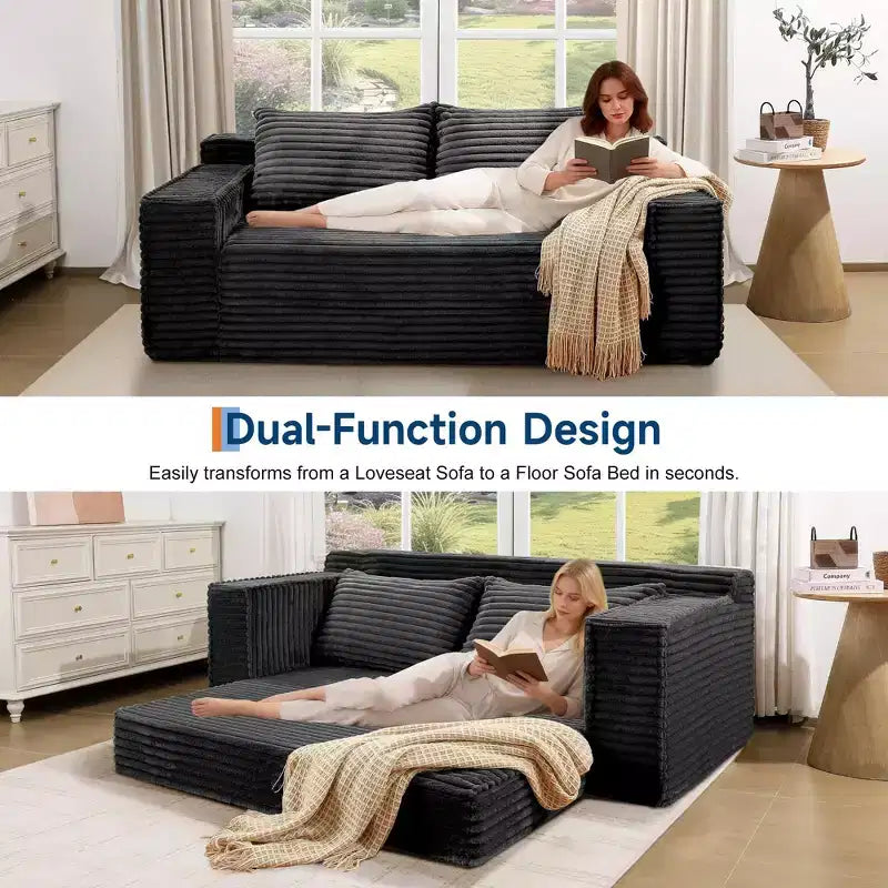 Divano Letto Convertibile, Divano Letto Senza Struttura con 2 Cuscini, Divano Estraibile Pieghevole, Divano Letto a Due Posti, Divano Futon per Soggiorno Camera da Letto