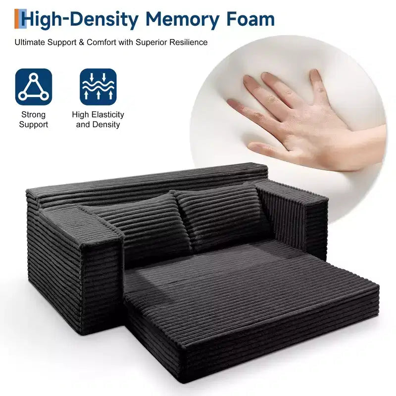 Divano Letto Convertibile, Divano Letto Senza Struttura con 2 Cuscini, Divano Estraibile Pieghevole, Divano Letto a Due Posti, Divano Futon per Soggiorno Camera da Letto