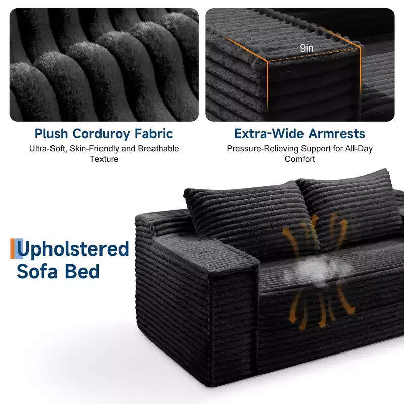 Divano Letto Convertibile, Divano Letto Senza Struttura con 2 Cuscini, Divano Estraibile Pieghevole, Divano Letto a Due Posti, Divano Futon per Soggiorno Camera da Letto