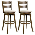 Costway 30.5 Swivel Barstools Set of 2/4 with Backrest & Upholstered Seat,Footrest for Pub Brown