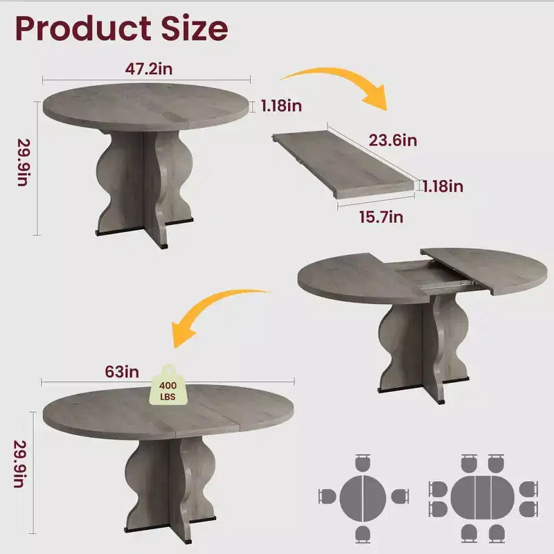 Tavolo da pranzo ovale allungabile salvaspazio per 4-8 persone - Piano in legno estensibile da 120-160 cm - Robusta struttura in metallo - Tavolo da cucina moderno stile farmhouse