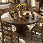 Tavolo da pranzo ovale allungabile salvaspazio per 4-8 persone - Piano in legno estensibile da 120-160 cm - Robusta struttura in metallo - Tavolo da cucina moderno stile farmhouse