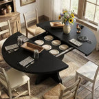 Tavolo da pranzo ovale allungabile salvaspazio per 4-8 persone - Piano in legno estensibile da 120-160 cm - Robusta struttura in metallo - Tavolo da cucina moderno stile farmhouse