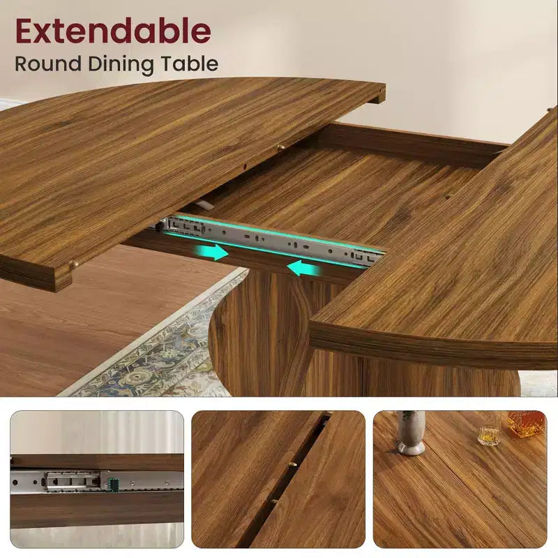 Tavolo da pranzo ovale allungabile salvaspazio per 4-8 persone - Piano in legno estensibile da 120-160 cm - Robusta struttura in metallo - Tavolo da cucina moderno stile farmhouse