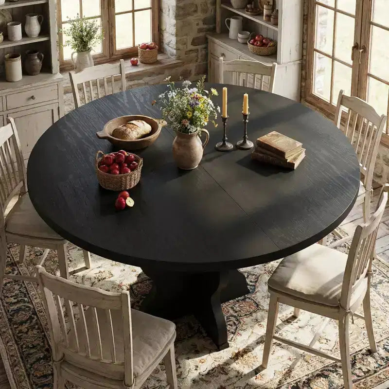 Tavolo da pranzo ovale allungabile salvaspazio per 4-8 persone - Piano in legno estensibile da 120-160 cm - Robusta struttura in metallo - Tavolo da cucina moderno stile farmhouse
