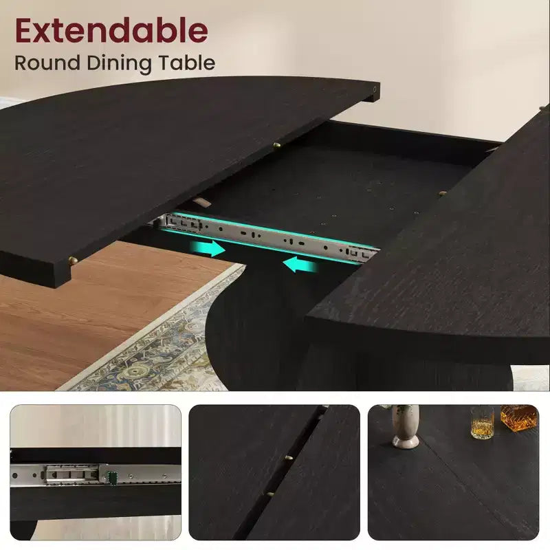 Tavolo da pranzo ovale allungabile salvaspazio per 4-8 persone - Piano in legno estensibile da 120-160 cm - Robusta struttura in metallo - Tavolo da cucina moderno stile farmhouse