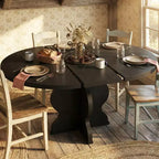 Space-Saving Extendable Oval Dining Table for 4-8 - 47-63 Expandable Wooden Top - Sturdy Metal Frame - Modern Farmhouse Kitchen Table