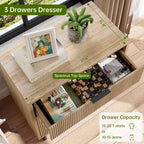 Cassettiera a coste con 3 cassetti, organizer per armadio alta 76 cm, cassettiera in legno per camera da letto, ingresso, piccoli spazi, 2 pezzi
