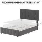 Telaio letto imbottito versatile con piattaforma, testiera regolabile, supporto con doghe in legno, nessun bisogno di rete, cassetti portaoggetti integrati