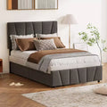 Telaio letto imbottito versatile con piattaforma, testiera regolabile, supporto con doghe in legno, nessun bisogno di rete, cassetti portaoggetti integrati