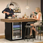 Tavolo da Bar con Spazio per Frigorifero, Tavolo da Pranzo Alto 104 cm Altezza Bancone, Bancone da Cucina con Ripostiglio