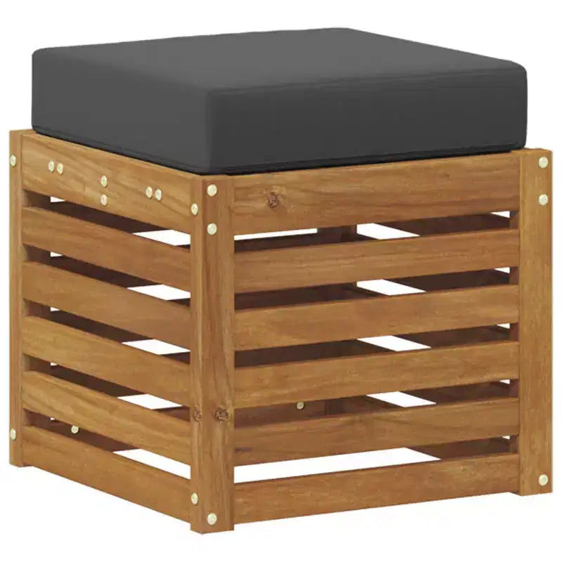 2 Pezzi in Legno Massello di Acacia Naturale e Antracite