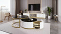Whisen Modern Round Nesting Coffee Table Set with Fluted Base, Drawer