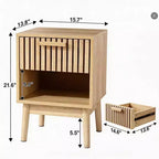 Comodino Boho, Tavolino Piccolo con Cassetto e Ripiano Aperto, Comodino con Cassetto Decorato per Camera da Letto, Dormitorio, Soggiorno e Piccoli Spazi