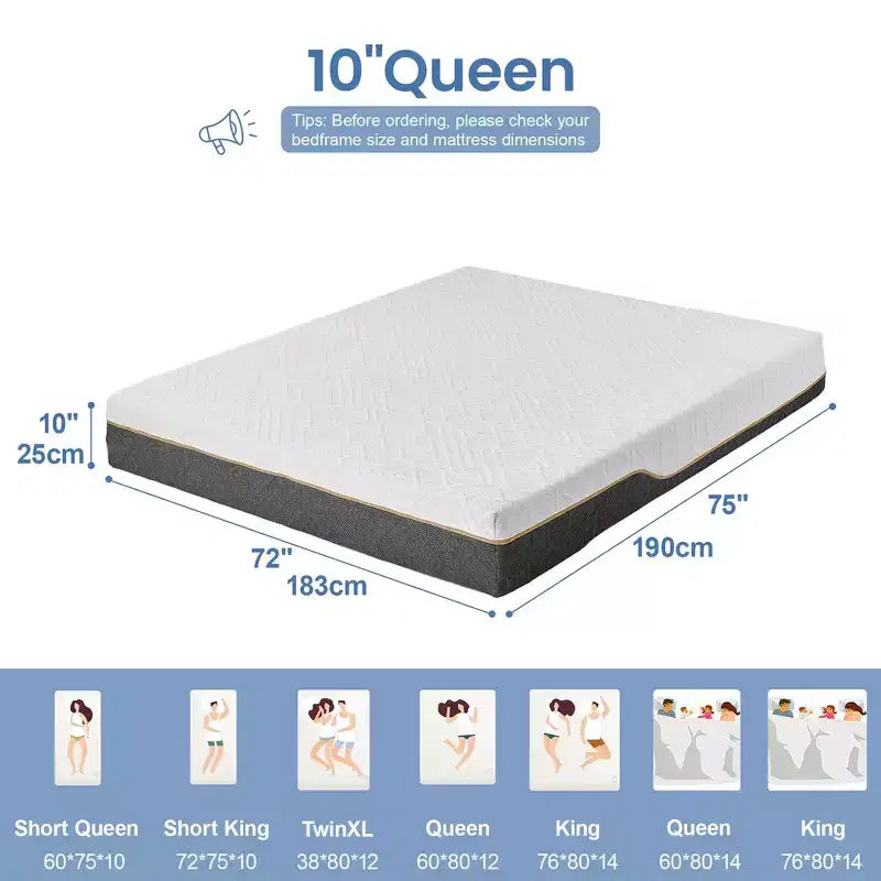 Media - Materasso a doppia faccia extra rigido King, materasso in memory foam extra rigido da 14 pollici per il mal di schiena, materasso a letto ad alta densità in scatola
