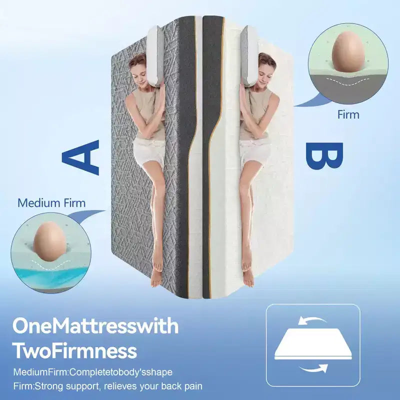 Media - Materasso a doppia faccia extra rigido King, materasso in memory foam extra rigido da 14 pollici per il mal di schiena, materasso a letto ad alta densità in scatola