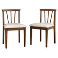 Lifestorey Set of 2 Rochester Modern Spindle Upholstered Dining Chair Beige/Walnut
