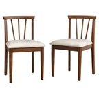 Lifestorey Set of 2 Rochester Modern Spindle Upholstered Dining Chair Beige/Walnut