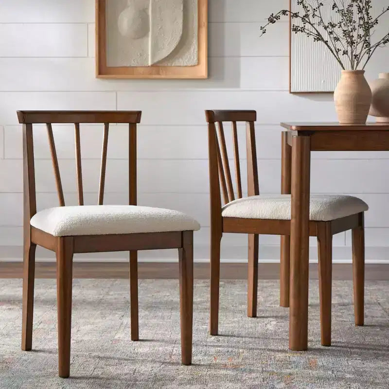 Set di 2 sedie da pranzo imbottite moderne Spindle beige/noce