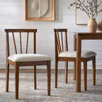 Set di 2 sedie da pranzo imbottite moderne Spindle beige/noce