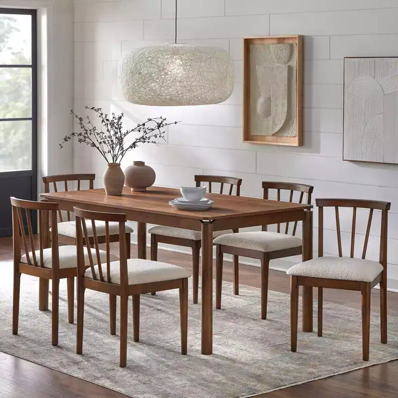 Set di 2 sedie da pranzo imbottite moderne Spindle beige/noce